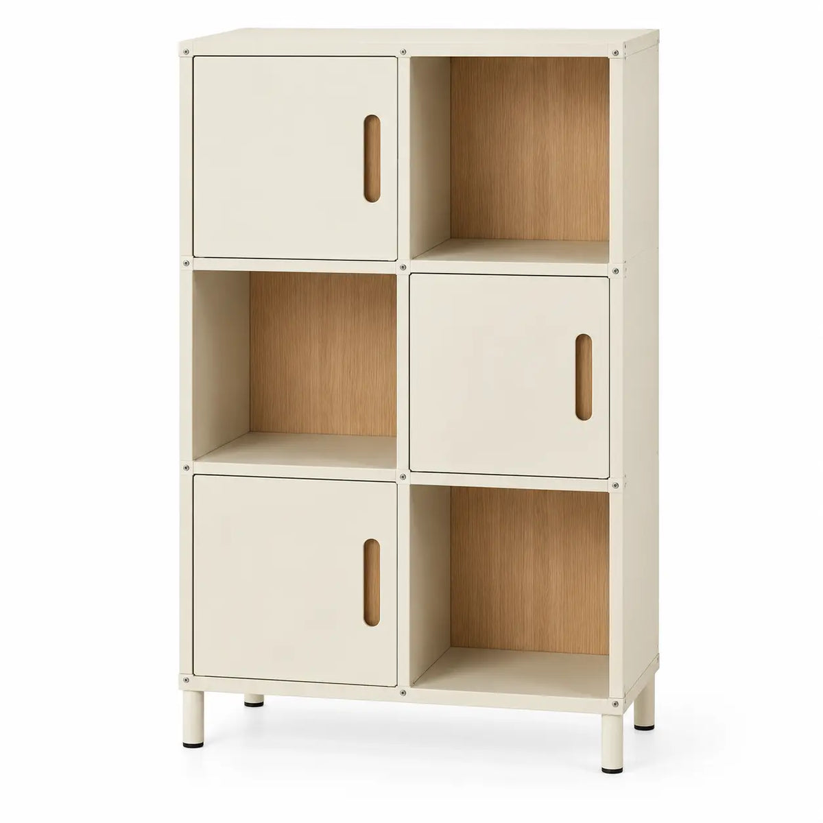 Libreria, sei vani alternati con ante, beige/marrone
